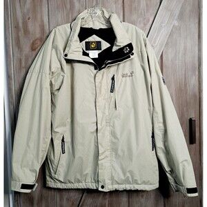 JACK WOLFSKIN Outdoor Utility Jacket Men MED Beige Fleece Lined Hiking Camping